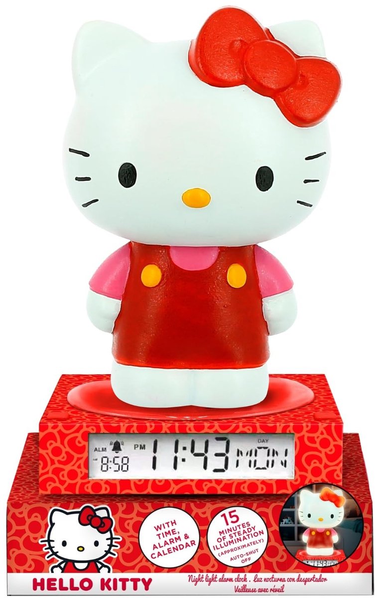 Hello Kitty 3D Lamp met Alarmklok - Rood