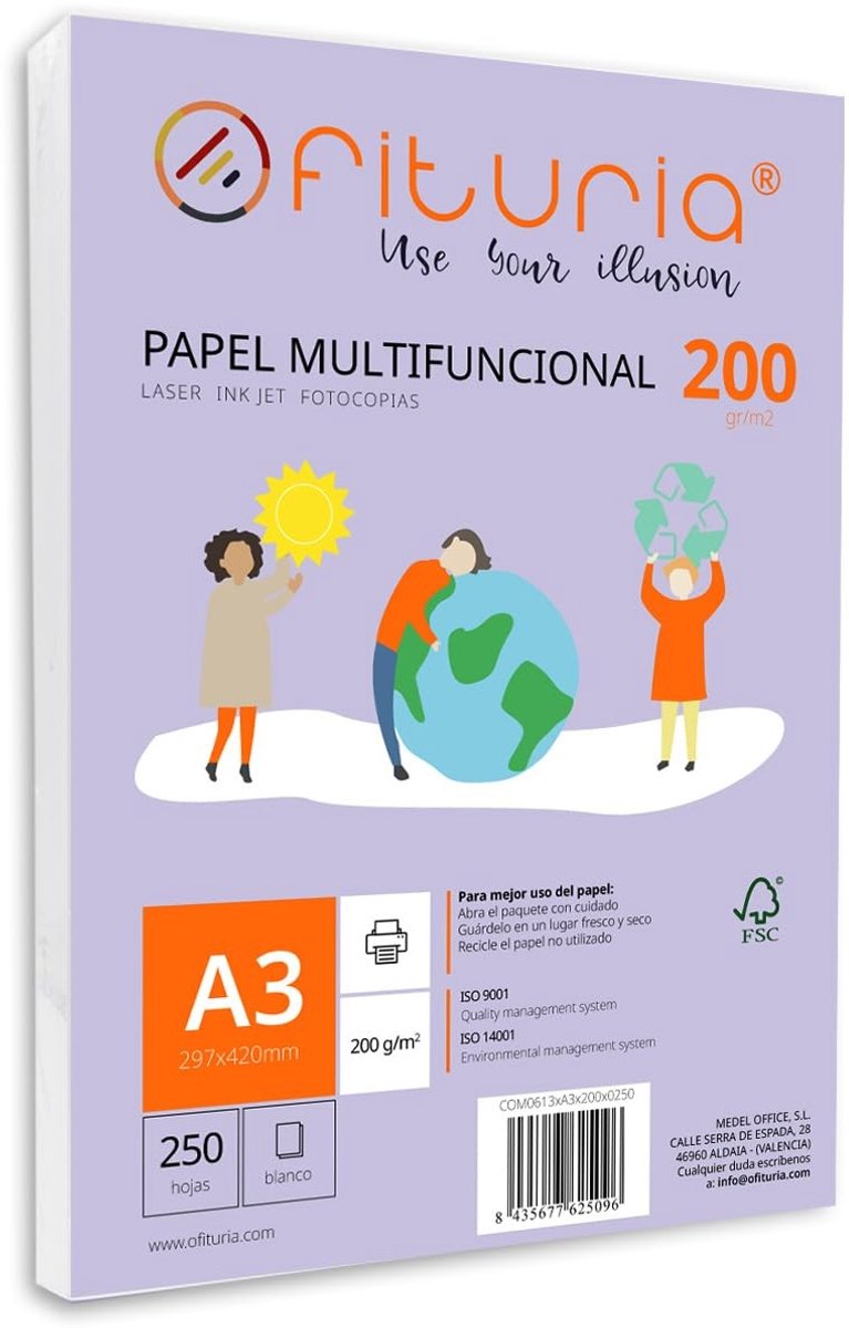 Set van 250 A3 vellen - 200 g printerpapier voor school en kantoor
