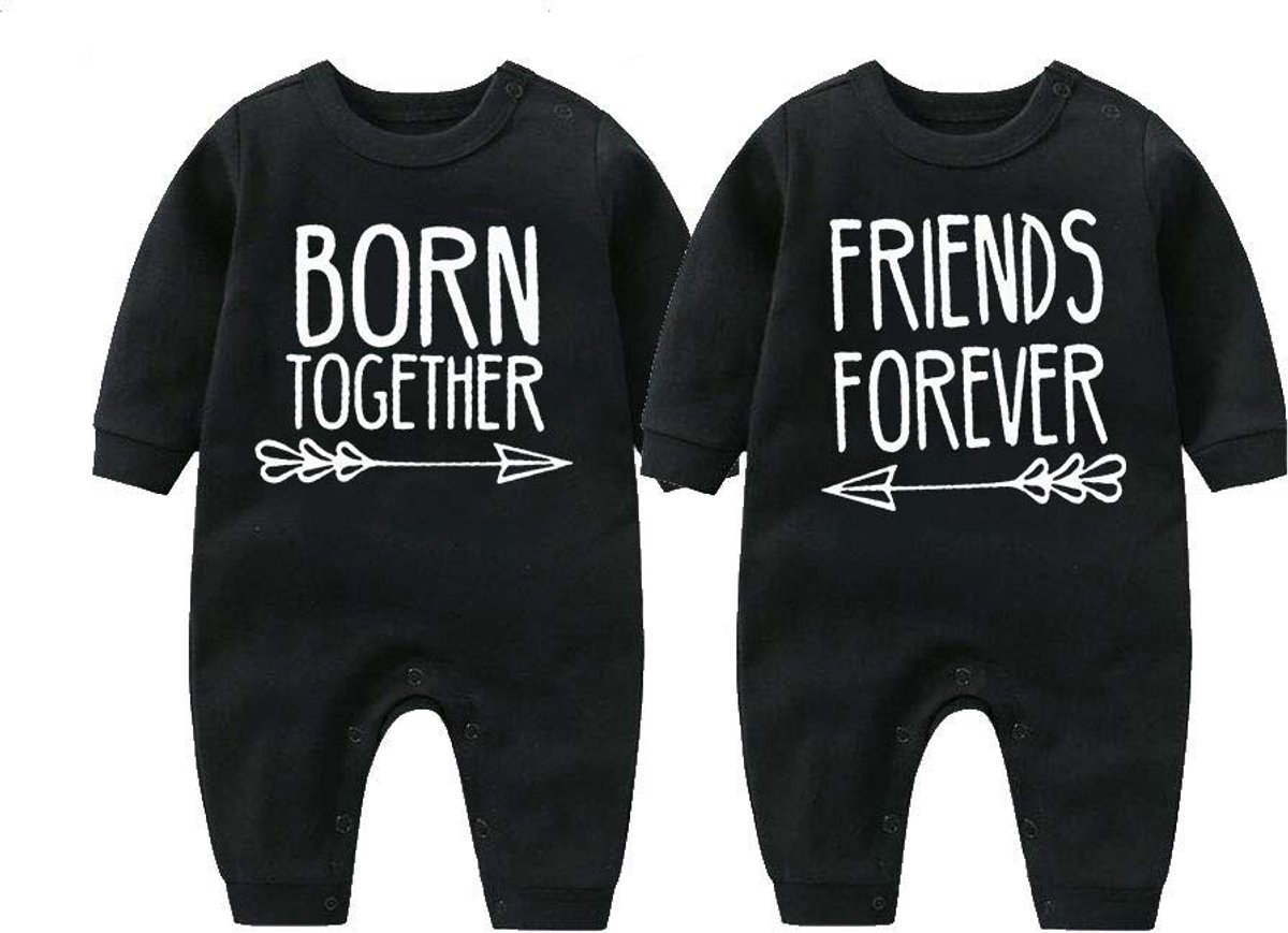 Baby Romper Set - 2 Stuks met Leuke Print - Zwart
