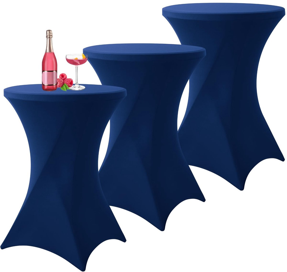 Set van 3 Stretch Bar Tafelrokken - Donkerblauw Ø80-85cm