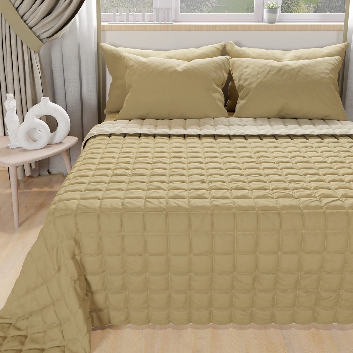 Zomer bedsprei - 240 x 260 cm - Beige/Bruin