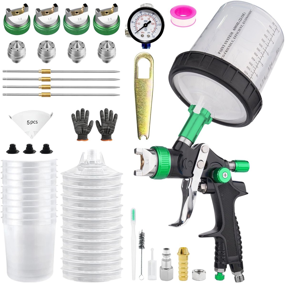 Verfspuit - 4 Nozzles - 600 ml