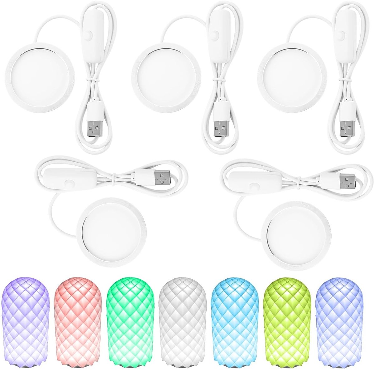RGB LED Verlichting Set voor 3D Printers - 5/10 Stuks, 4W COB USB Lampen met Schakelaar en 7 Kleuren, Ideaal voor DIY Projecten en Aluminium Kasten