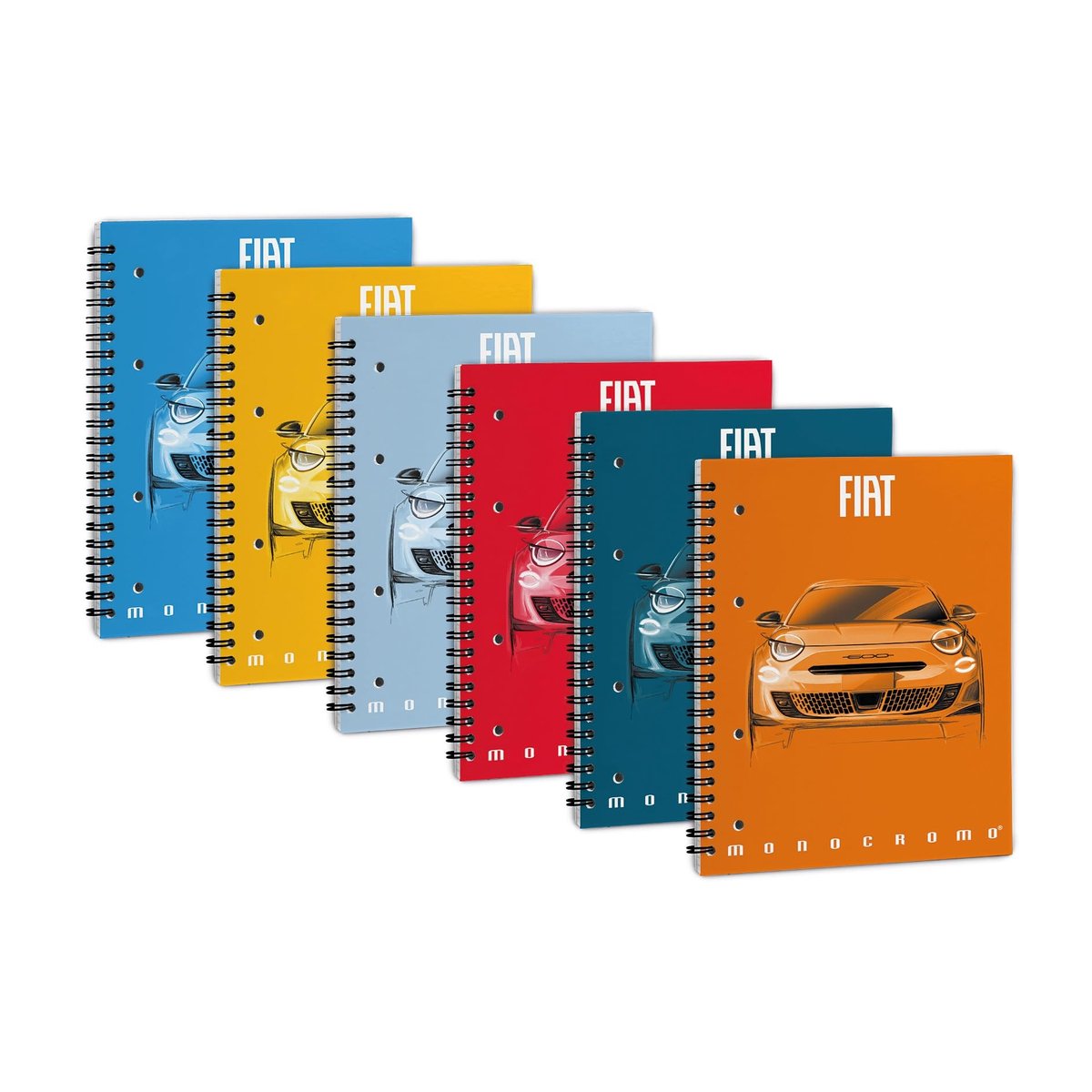 Notitieboek Set van 5 - Spiraalbinding en Geruit 5 mm - Fiat 600
