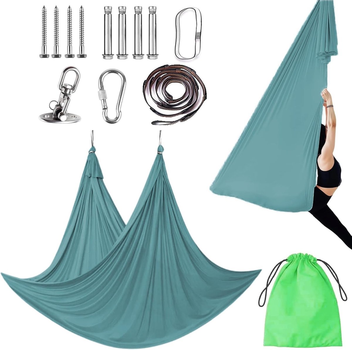 Aerial Yoga Hammock Set 150 x 200 cm voor Anti-Gravity Yoga, Fitness en Ontspanning, Ideaal voor Thuisgebruik en Training