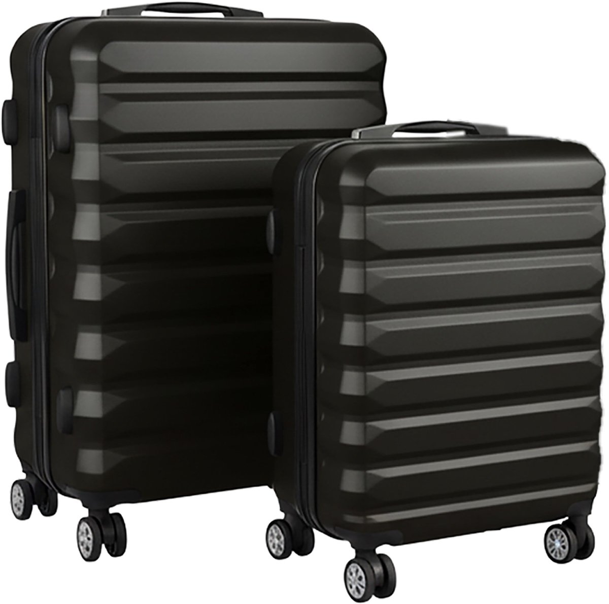 Kofferset van 2 Stuks - Hardshell met Telescopische Handgreep - Zwart - 65 x 42 x 25.5 cm