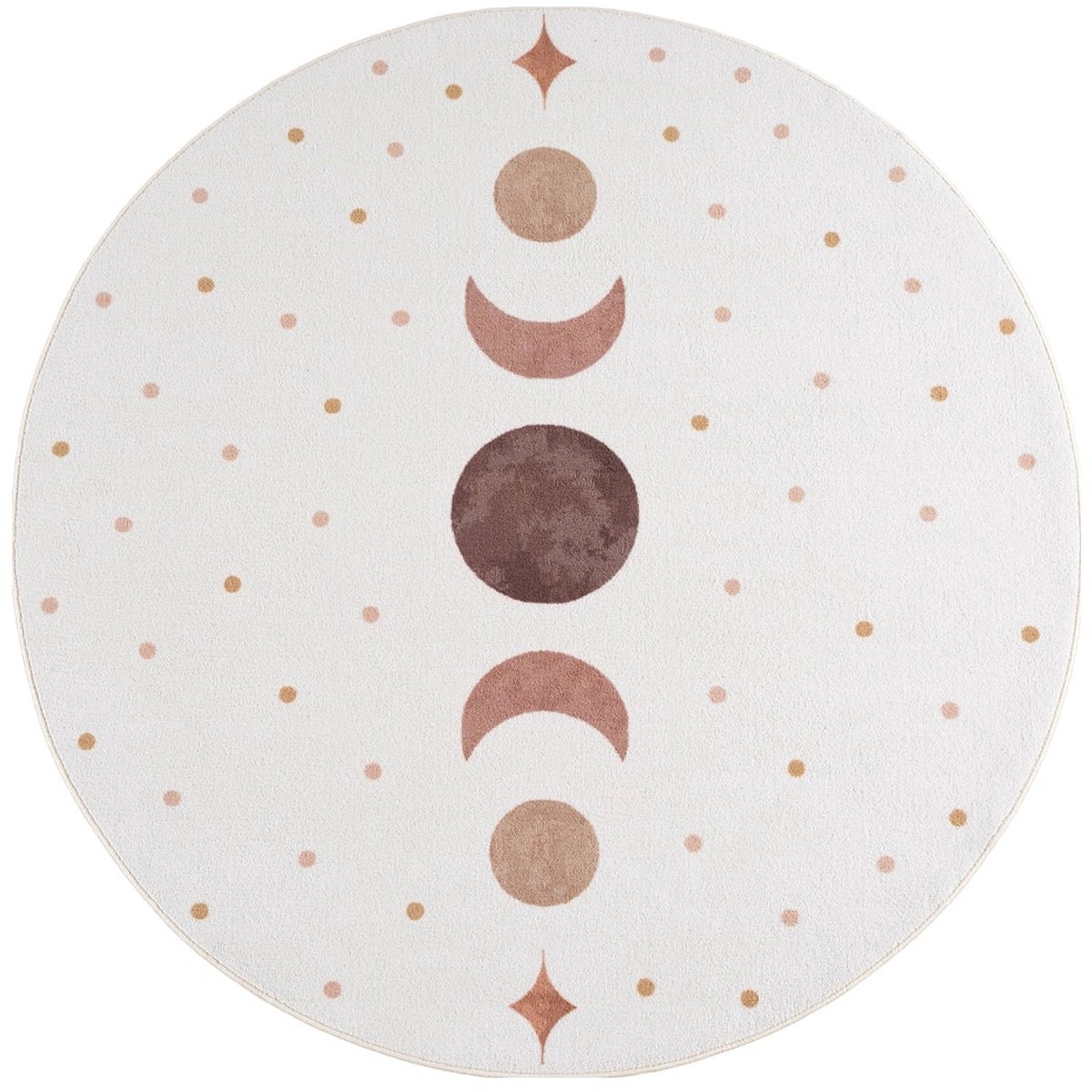 Dutch XXL Rond Kindervloerkleed | Tapijt | Coco | Maanfasen | Crème | 200x200 cm