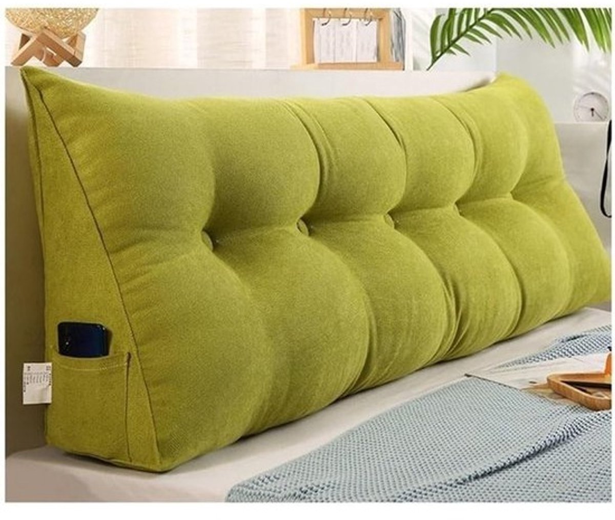 Hoofdbord Kussen - Leeskussen Rugsteun - Ontspannen Lezen - Afneembare Hoes - 180 cm - Groen