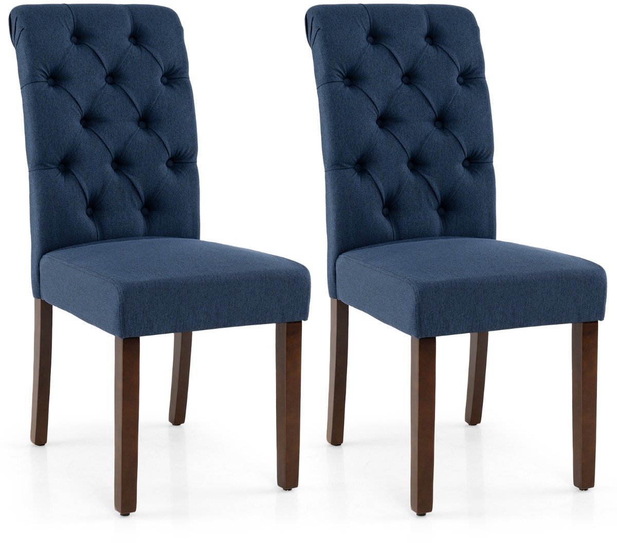 SureDeal® - Eettafel - Eetkamerstoelen Gestoffeerde Keukenstoelen - Hoge Rugleuning - Stevige Houten Poten - 71x41,5x99,5 cm - Blauw