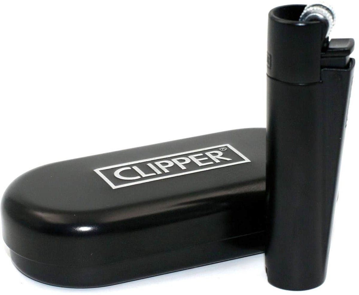 Clipper Large Metal Aansteker "Matt Black" Display 12 stuks