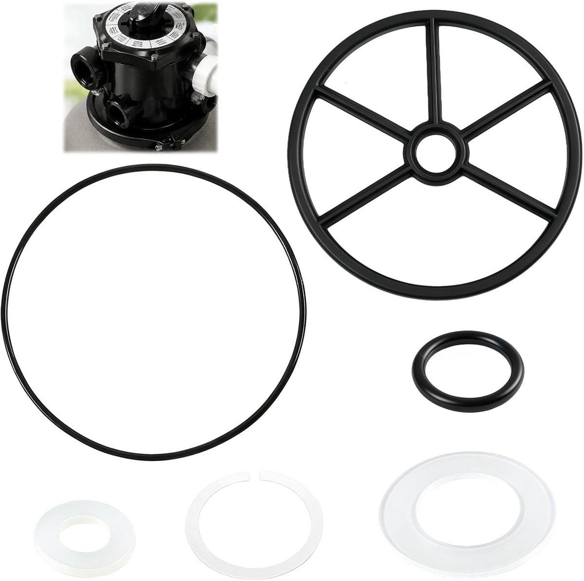 6-delige reparatieset voor zwembadfilterventiel met O-ring en dekselafdichting, vervangingsset voor optimale filtratie en onderhoud