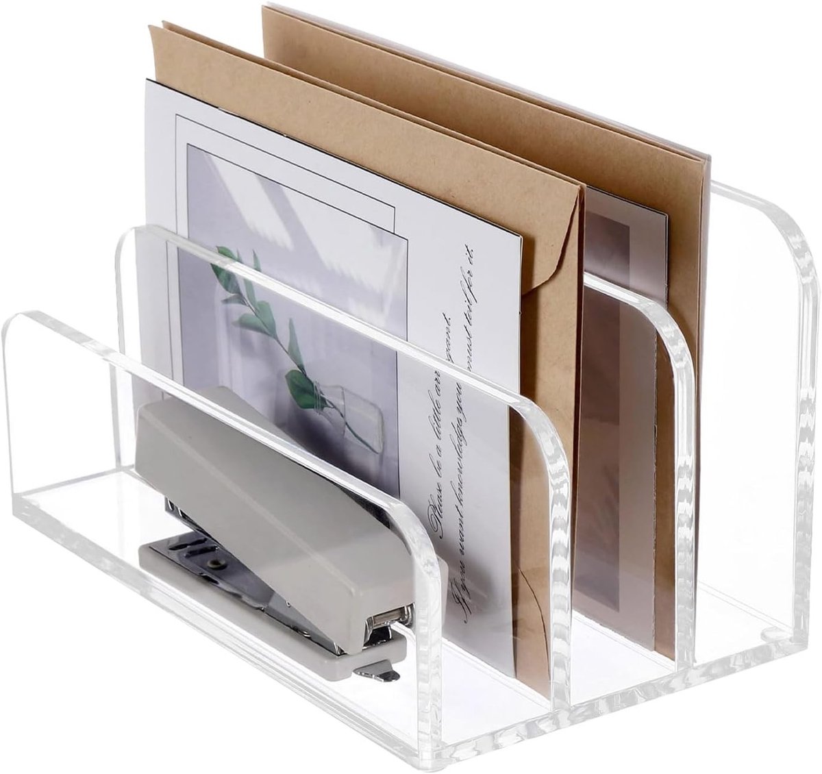 Elegante Acryl Briefhouder met 3 Compartimenten voor Desk Organisatie en Documentopslag, Transparante Post Organizer voor Meer Opbergruimte