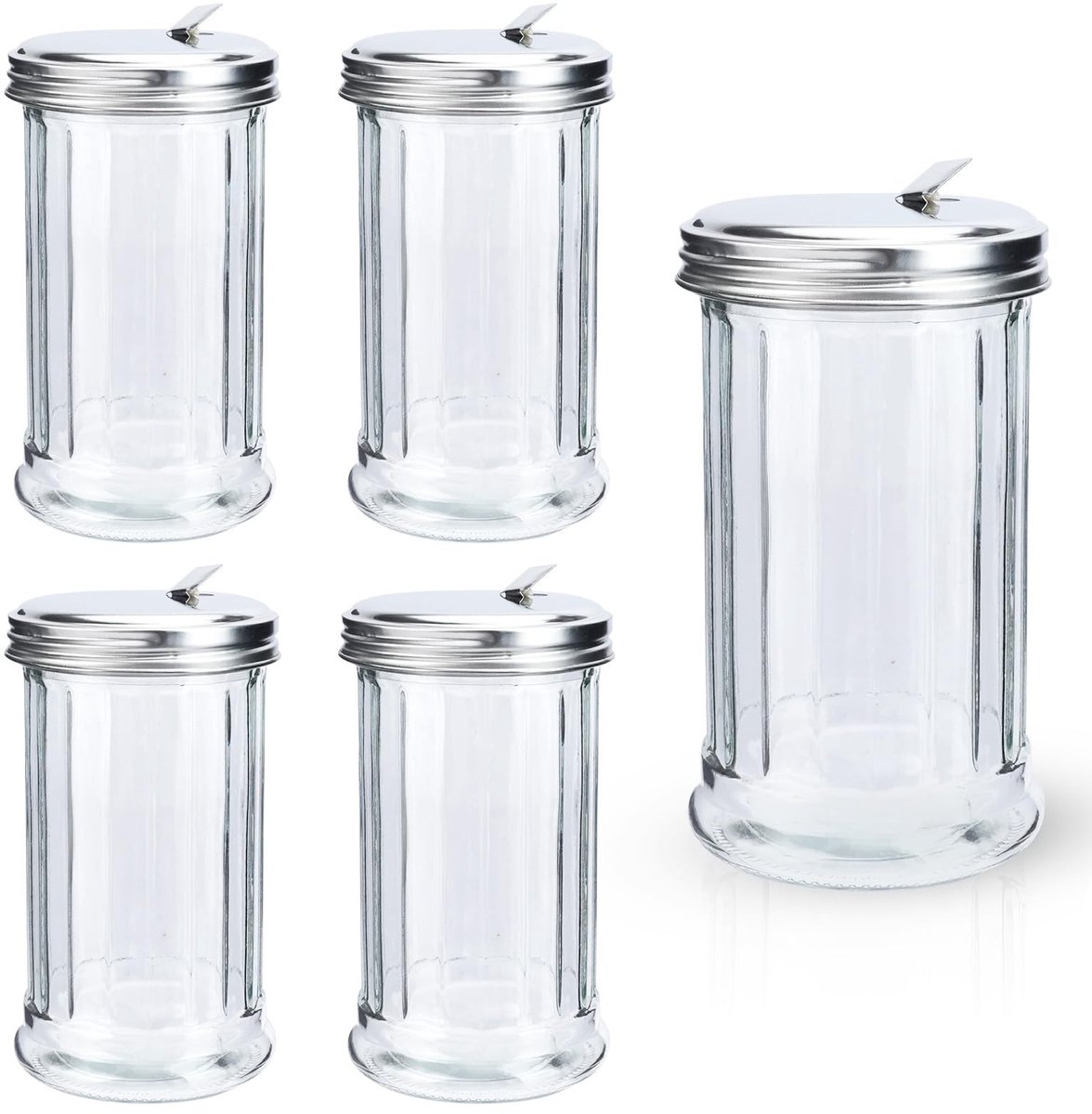 Suikerpotten Set van 5 - Glas met Deksel - 350 ml