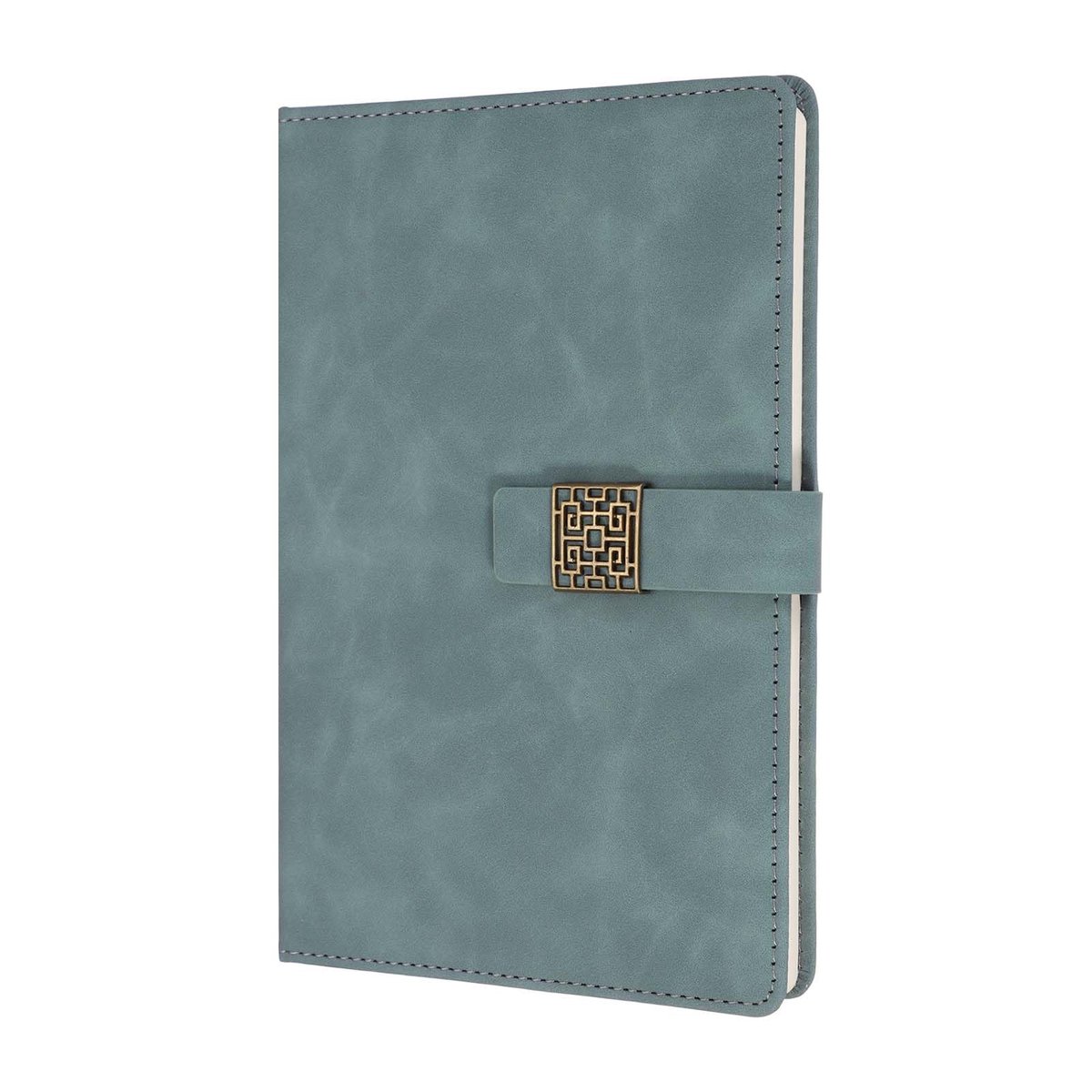 Lederen Notebook A5 - Gelinieerd - Lichtblauw