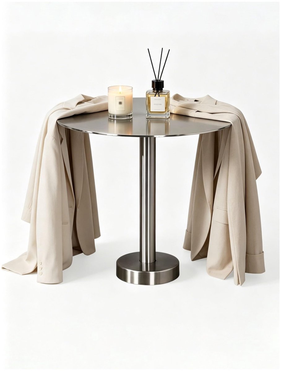 Ronde Bijzettafel - Roestvrij Staal - 40 x 30 cm