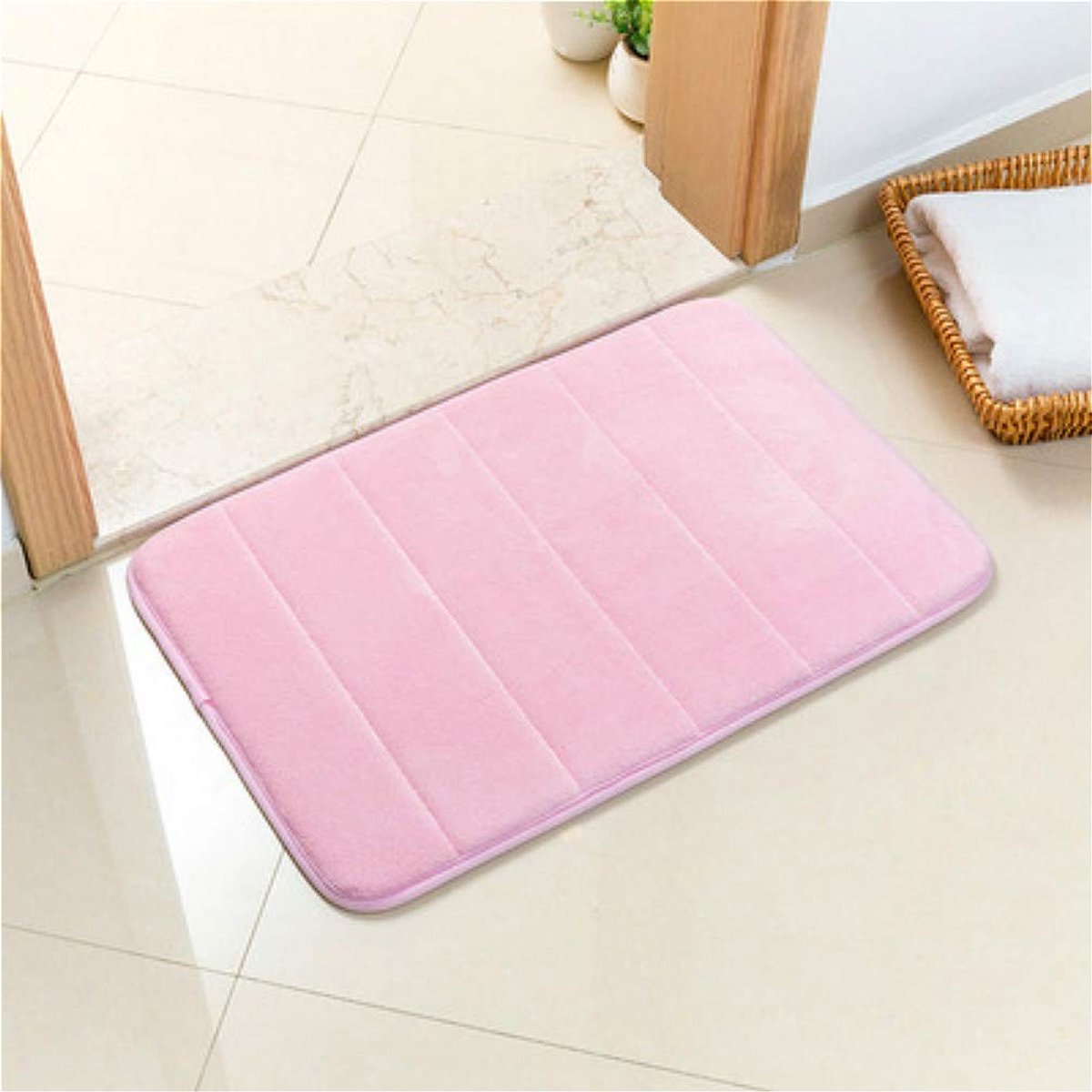 Antislip Badmat - Zacht en Absorberend - Roze - 50 x 80 cm