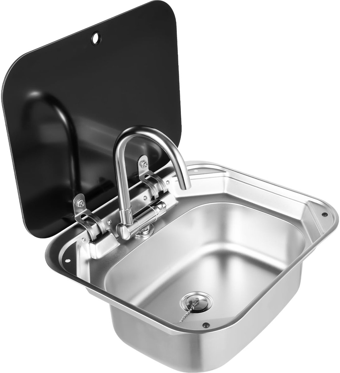 Spoelbak voor Camper - Inbouwwastafel met Glazen Afdekking