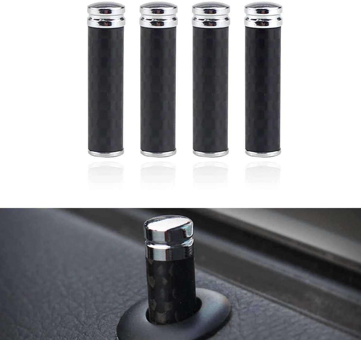 Deurvergrendelingsknoppen - Carbonvezel en Metaal - 4 Stuks