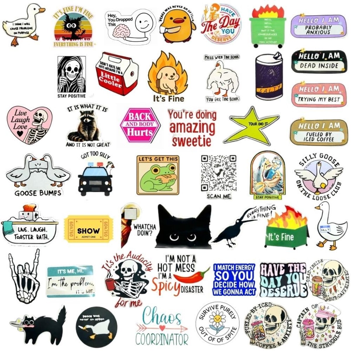 50 Stuks Grappige Stickers - Waterdichte Meme Stickers