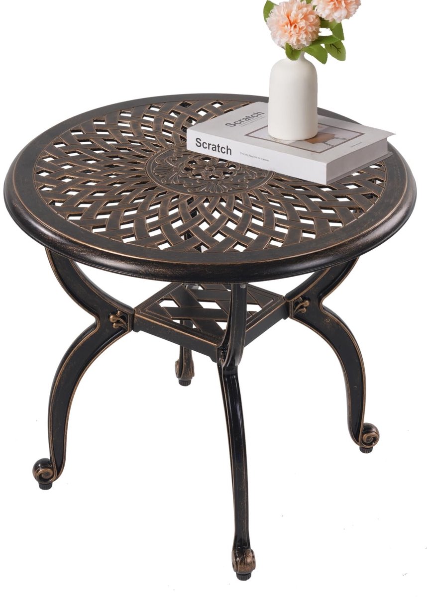 Bijzettafel van Gietaluminium - Rond - Koperkleurig