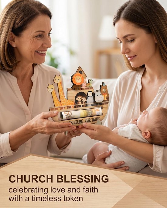 Houten doopgeschenken voor jongens en meisjes, duurzaam geldcadeau met doopkaart en envelop, perfect voor emotionele rituelen en blijvende herinneringen — afbeelding 5