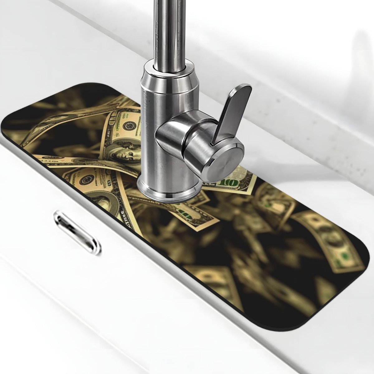 Splash Guard Kraan Mat - Absorberende Siliconen Mat Zwart 38.1 x 14 cm