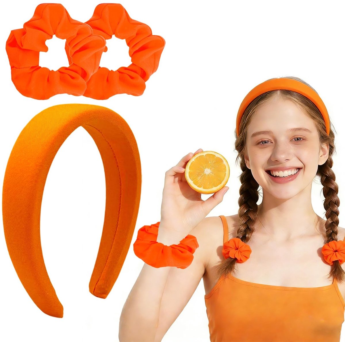 Haaraccessoires Set - 3 Stuks in Neon Oranje