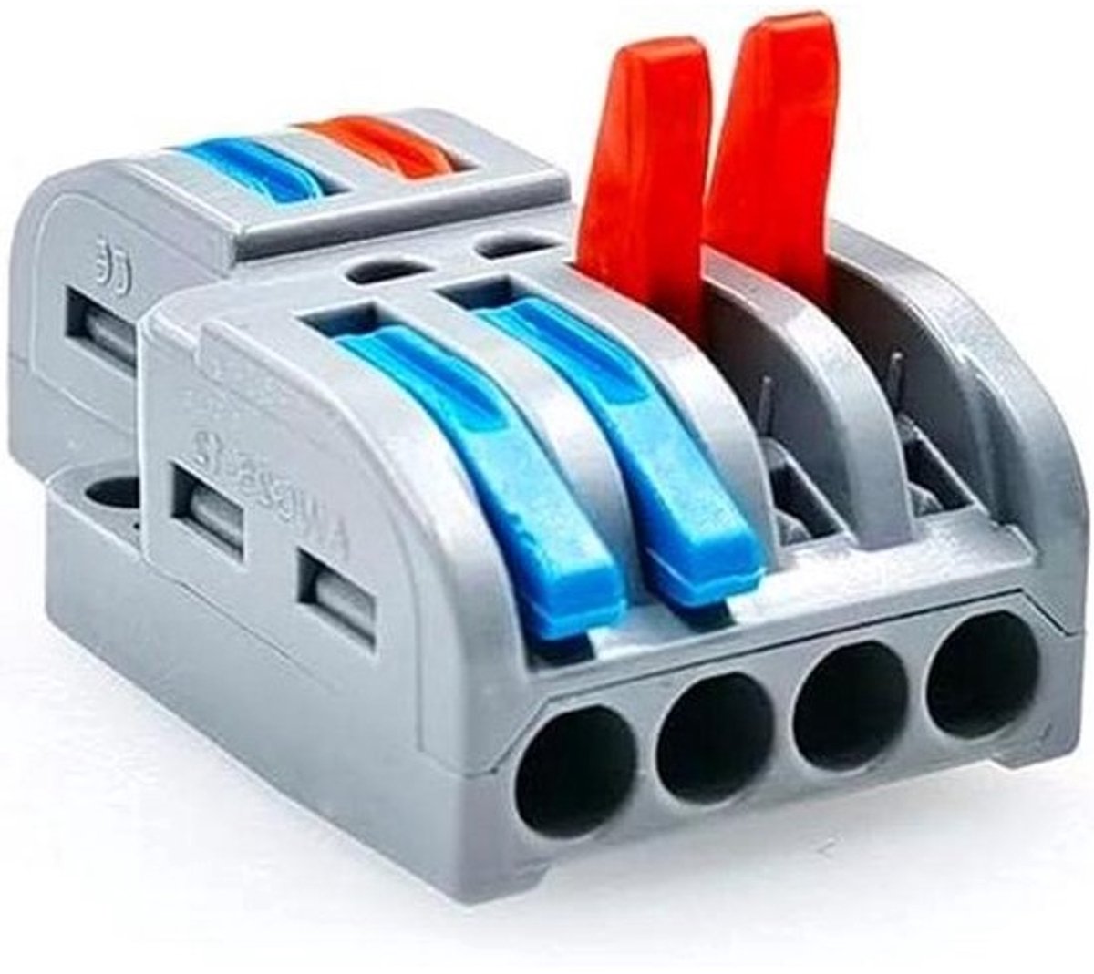 Draadconnector Universeel - Snelaansluitblok Klemmen - Snel Verbindingen Maken - 4 Uitgangen - 30 Stuks - Grijs