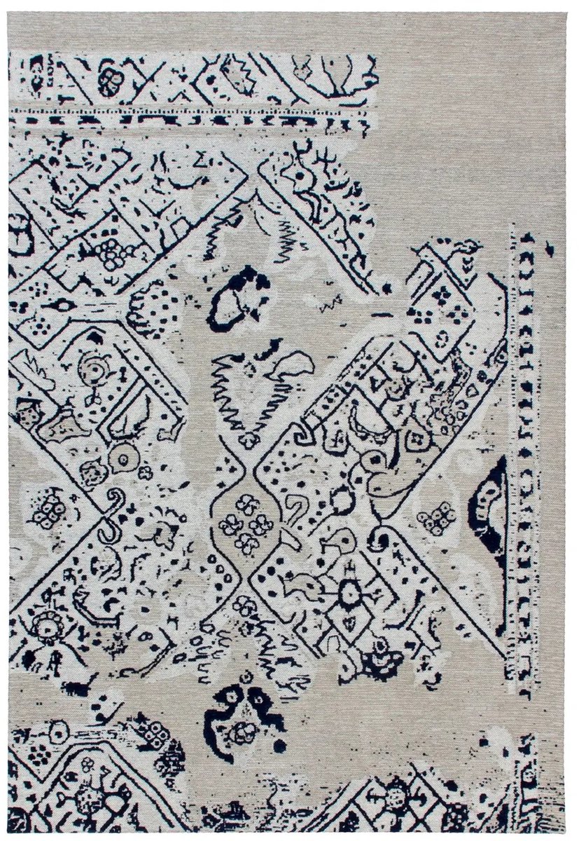 Dutch XXL Vintage Vloerkleed | Tapijt | River | Ornamenteel | Grijs/Zwart | 120x170 cm Grijs / Zwart