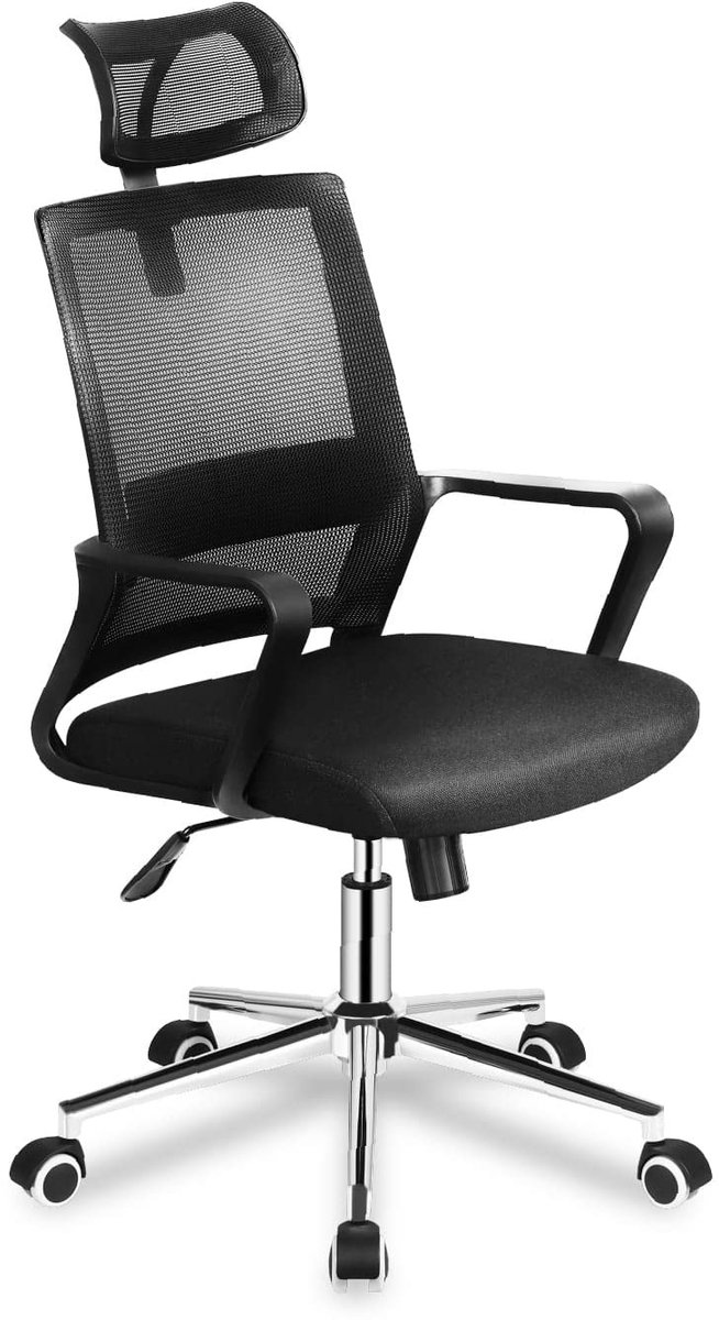 Ergonomische Bureaustoel met Hoofdsteun - Zwart
