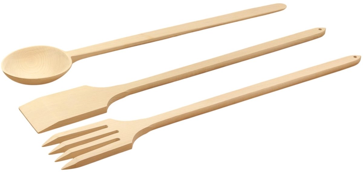 Gigantische Houten Keukenaccessoires Set - 3 Stuks 85 cm