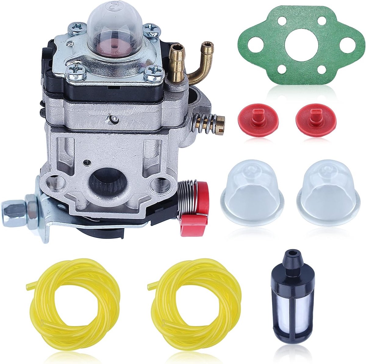 Complete Carburetor Brandstofset voor Mini Trimmers en Motoren tot 35Cc, Geschikt voor Oleo-Mac en Kawasaki