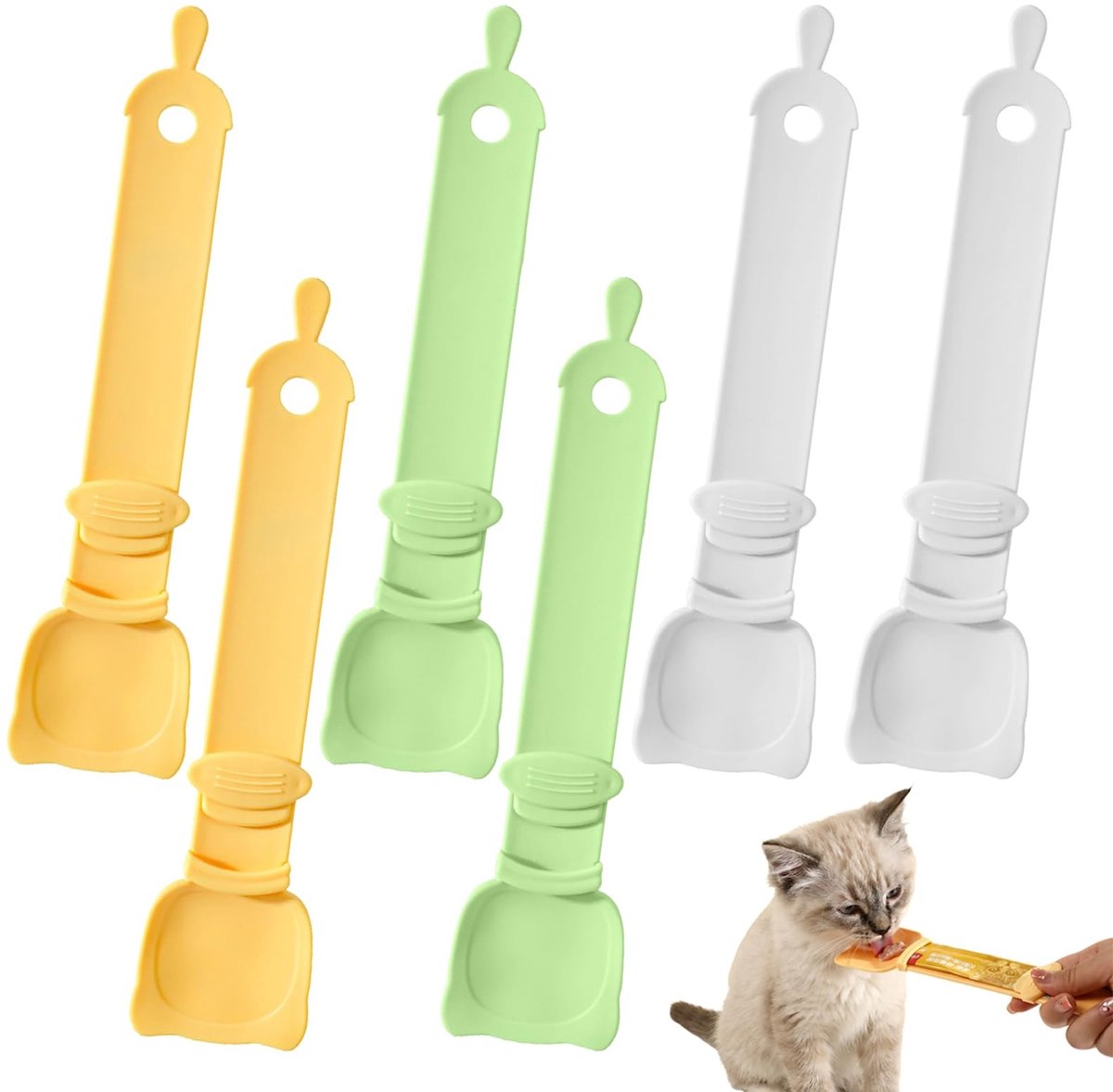 6-delige kattenvoerdispenser set - Multifunctioneel in wit