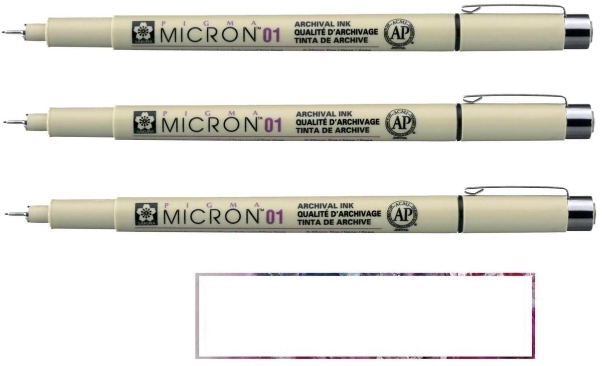 Permanente Marker Set - Micropigment, zwart, 3 stuks