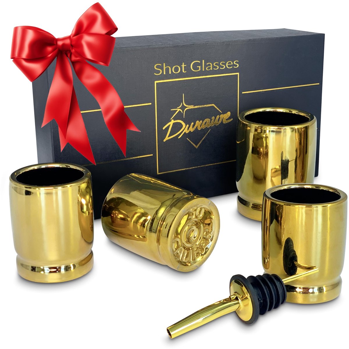 Set van 4 Shotglazen in de Vorm van 50 Caliber Kogels - Goud