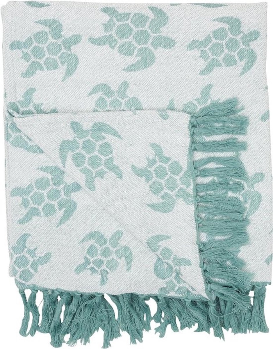Chenille Plaid - Zeeschildpad Deken - Woondecoratie - Handgemaakt - 50 x 60 inch - Blauw