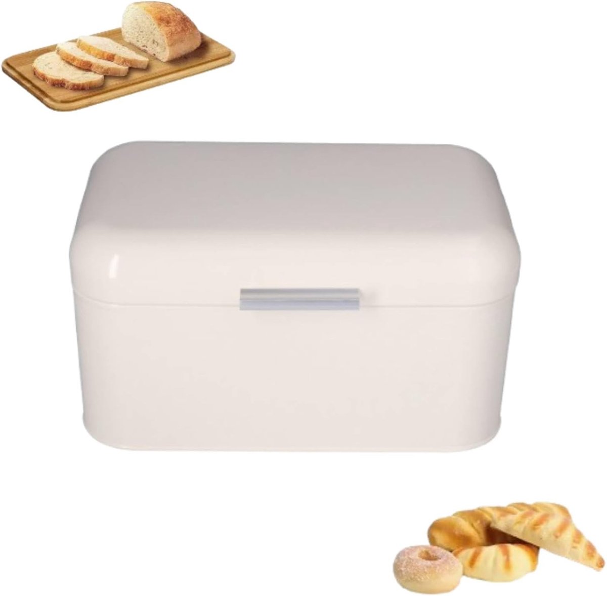 Brooddoos in Melkwit, Grote Capaciteit, Anti-Vingerafdruk, Retro Ontwerp, Keuken Organizer, Ideaal voor Sandwiches en Broodopslag