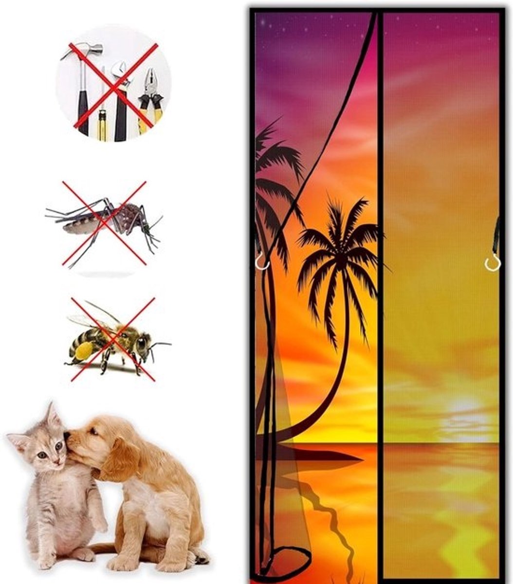 Hordeur met Magneet - Vliegendeur Hor - Insecten Buiten Houden - Automatisch Sluitend - 235x225cm - Zwart