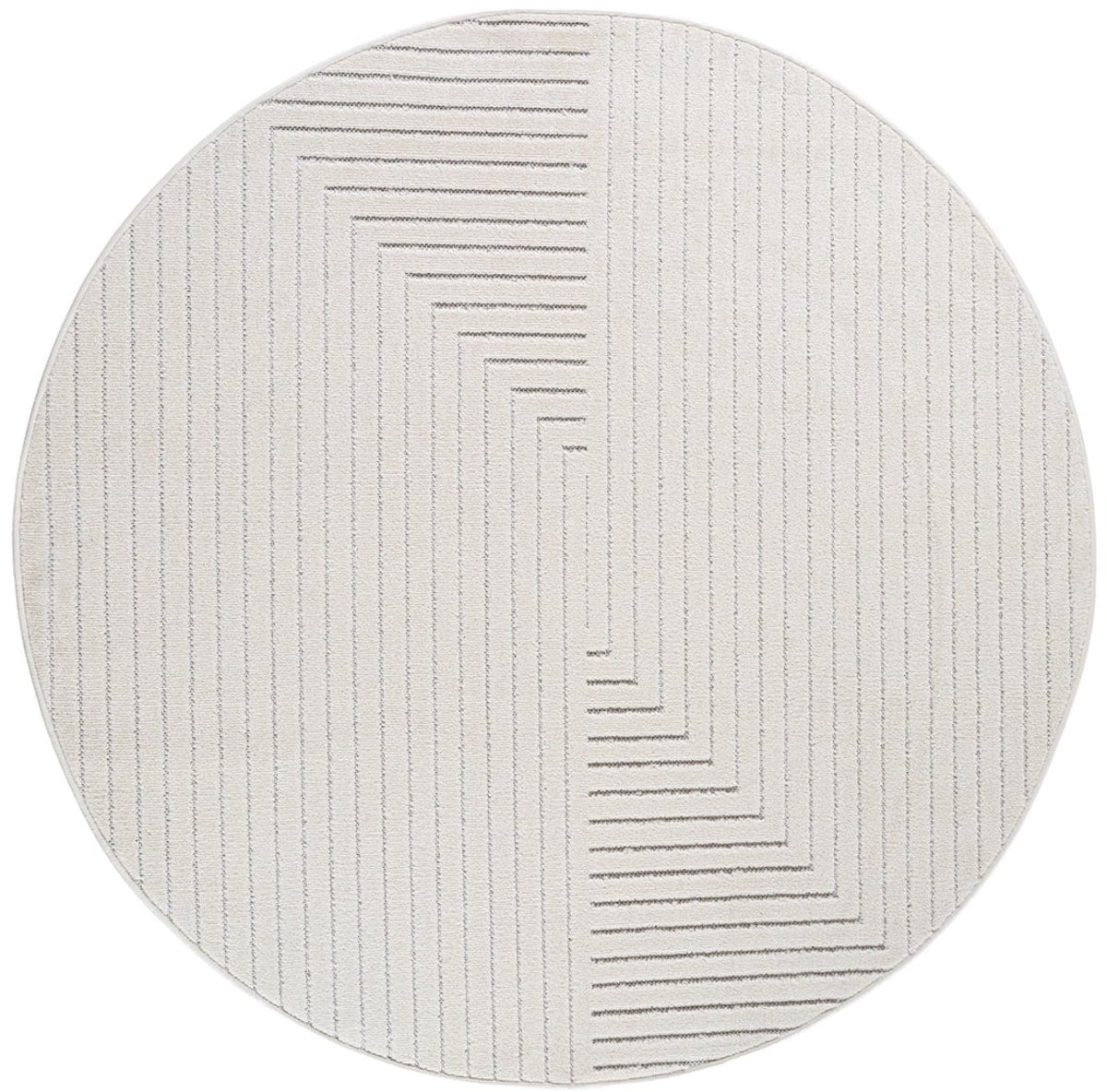 Dutch XXL Rond Scandinavisch Vloerkleed | Tapijt | Nova | Labyrint | Crème | 160x160 cm