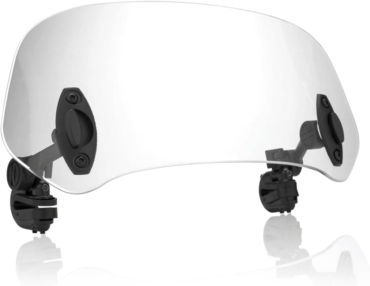 Verstelbare Voorruit voor Motorfietsen, Universele Clip-on Visor 28x11 cm, Duidelijk Scherm voor Bescherming en Vermindering van Windvermoeidheid