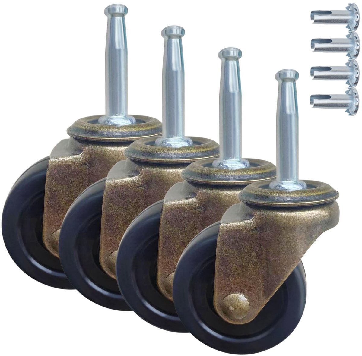 Set van 4 Antieke Zwenkwielen - 5/16" x 1-1/2" Grijs