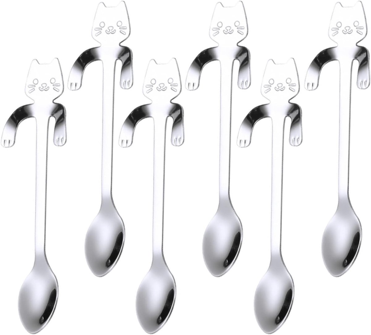 Set van 6 dessertlepels voor katten, ideaal voor koffie en latte macchiato, perfect voor elke gelegenheid