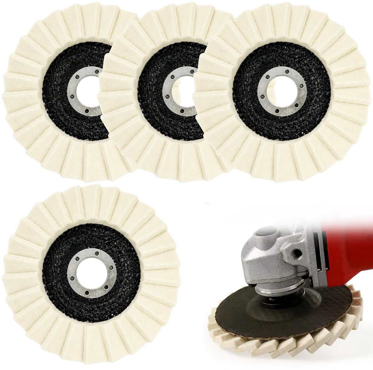 Set van 4 polijstschijven 125 mm - Voor het polijsten van diverse materialen