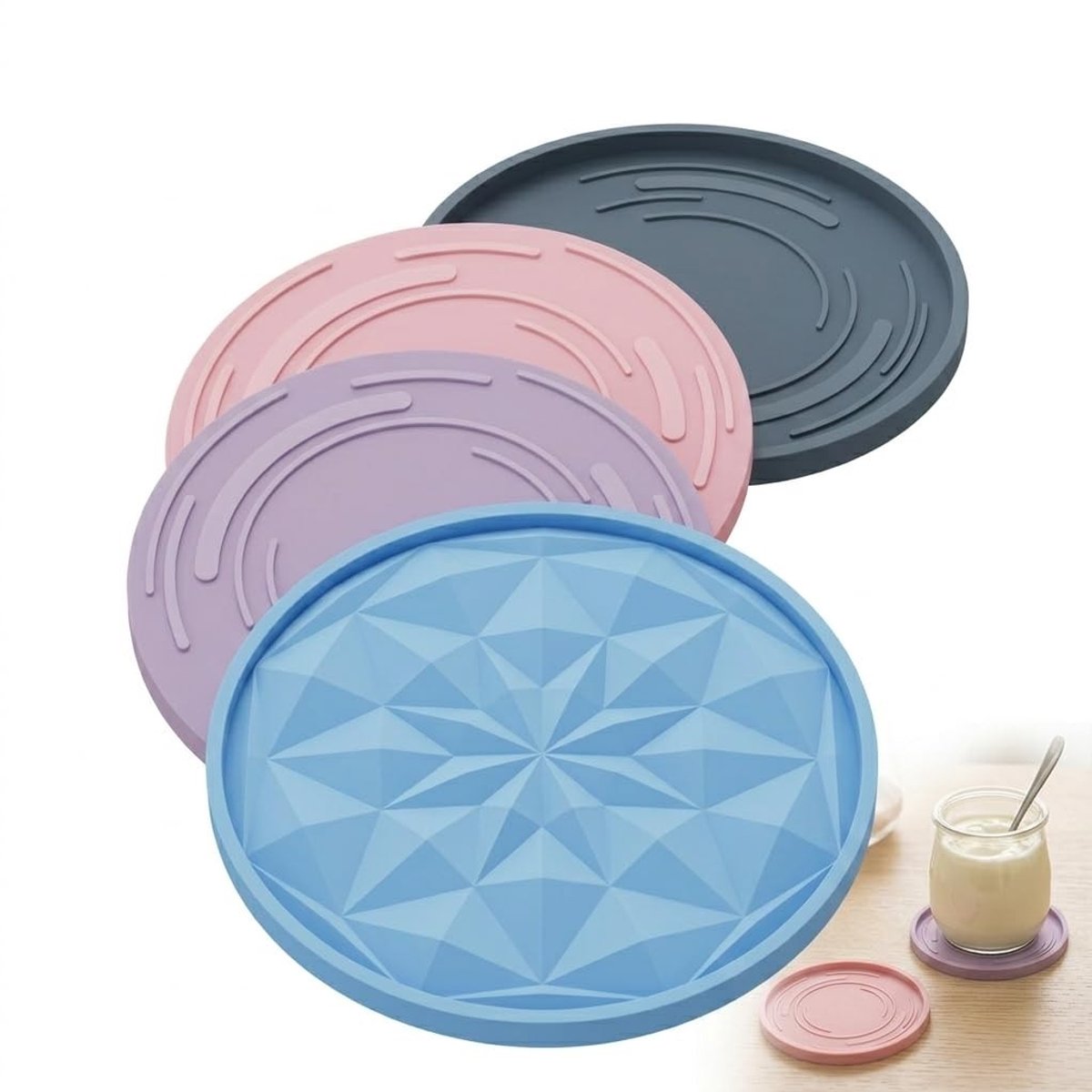 Set van 4 Siliciumdeksels voor Yoghurtpot - Herbruikbaar en Lekvrij