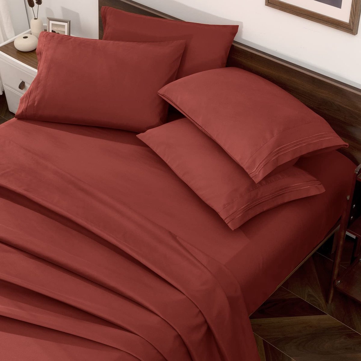 Kingsize Lakenset - 6-delige Microvezel Beddengoedset in Roest