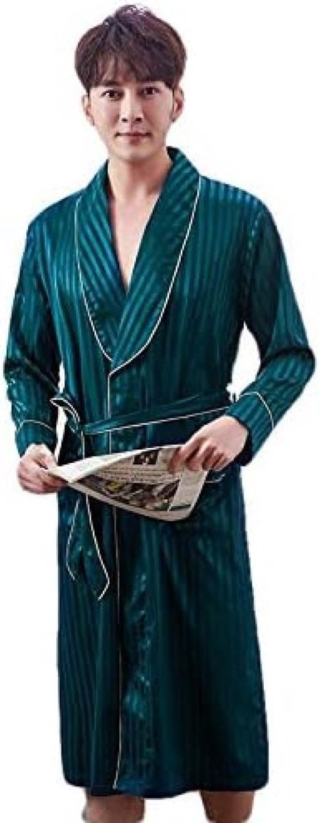 Badjas voor Mannen - Simulatie Zijde - Donkergroen - M