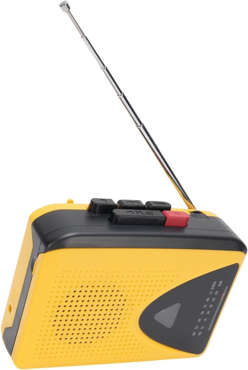 Draagbare cassette speler met AM/FM radio, opnamefunctie en Bluetooth ondersteuning - Retro tape recorder met ingebouwde luidspreker en microfoon voor afspelen