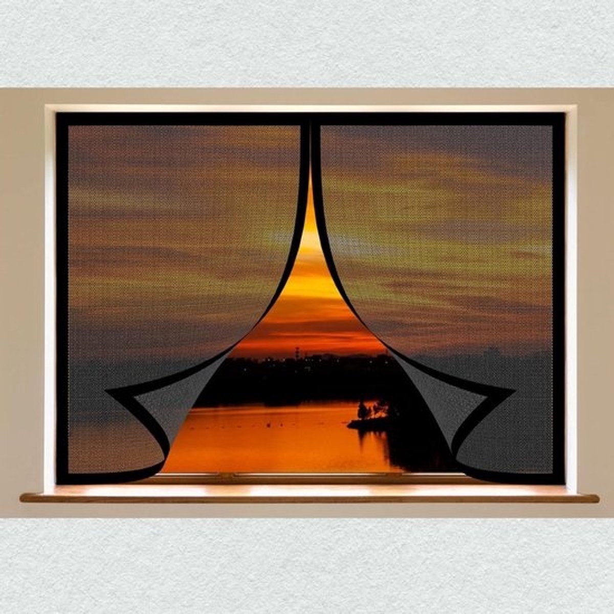 Vliegenhor Raam - Horren Raamdecoratie - Insecten Buiten Houden - Magnetisch Automatisch Sluitend - 60 x 120 cm - Zwart