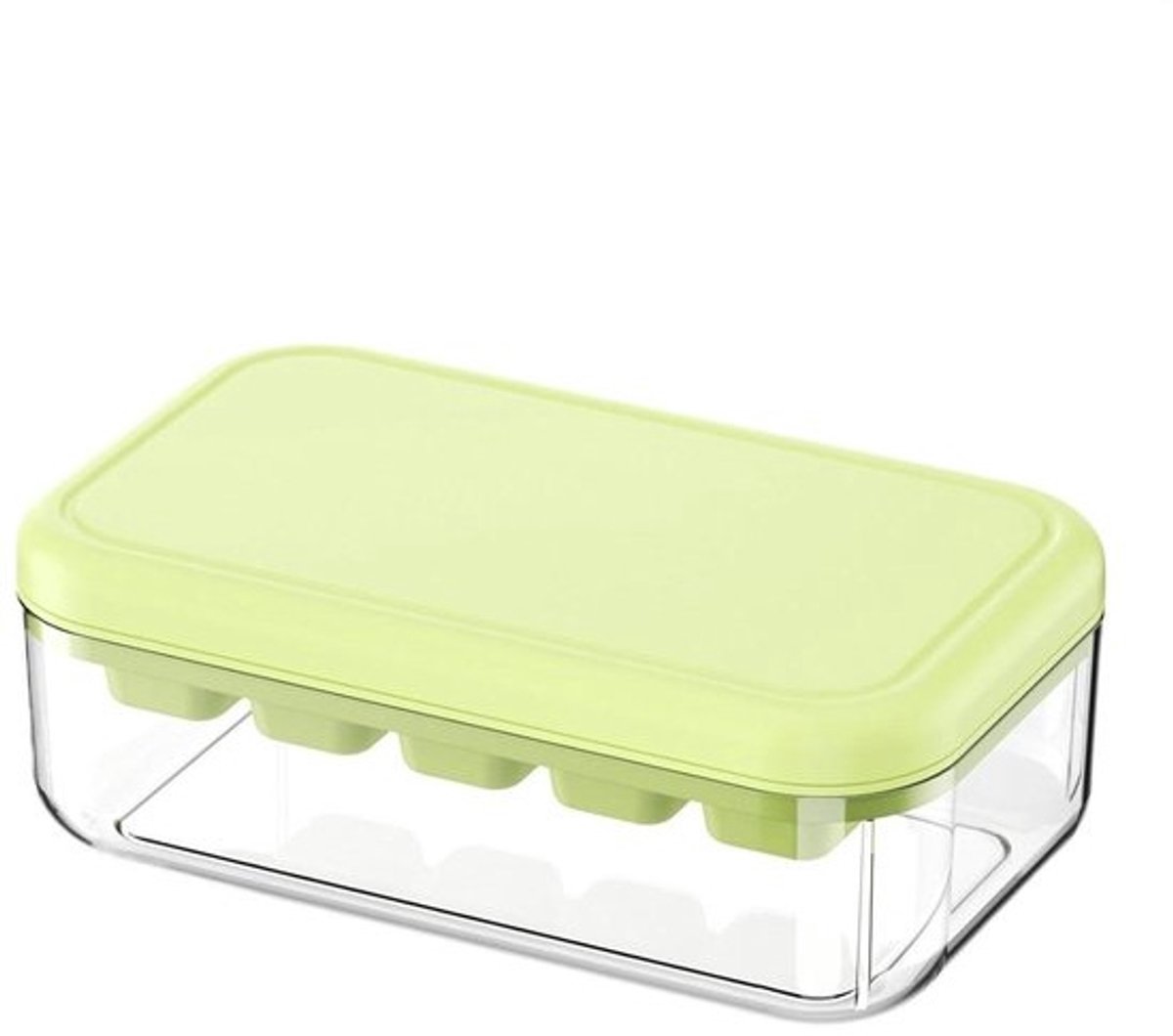 IJsblokjesvorm met Deksel - IJsbakje Vorm - Dranken Koelen - Eenvoudig Druksysteem - 18 x 11 x 7 cm - Groen