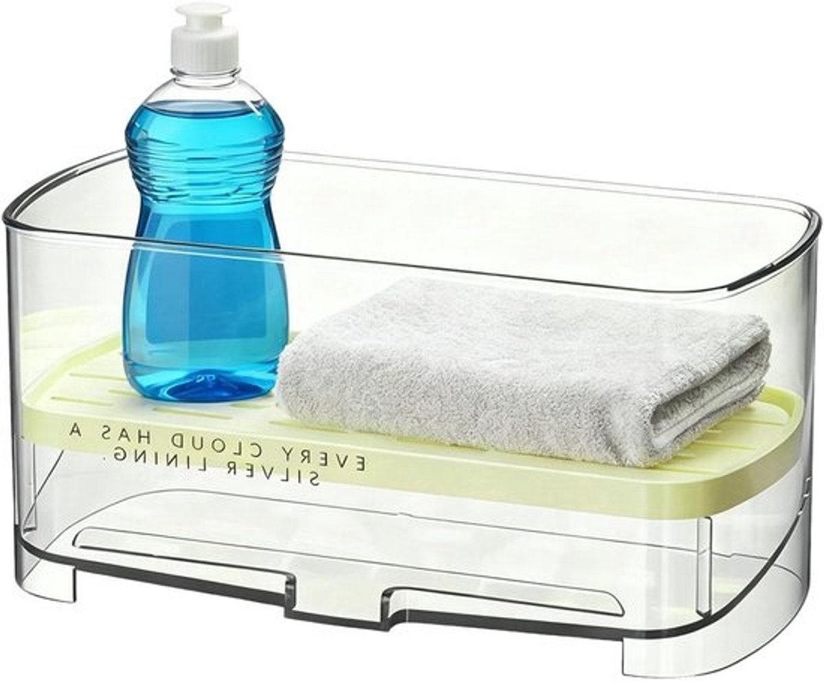Sponshouder Keuken - Spoelbak Organizer - Keuken Opbergen - Verbeterde Waterstroom - 19 x 11 x 11 cm - Groen